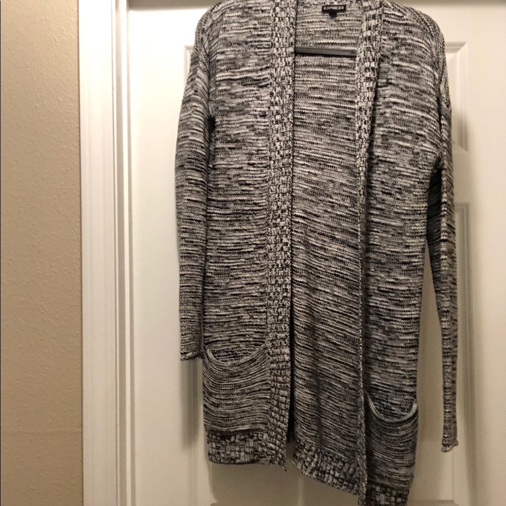 Express black and grey stripe cardigan